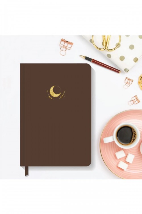 Notebook Sert Kapak Noktalı Defter 13,5x20 Cm Hardcover Notebook Coffee