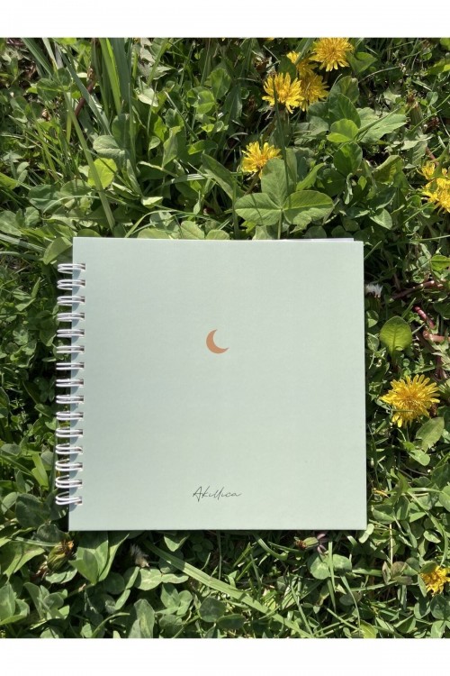 15x15 Cm Kare Yeşil Defter Spiralli Defter Çizgisiz Defter