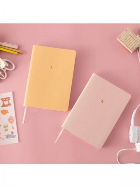 Pastel Sert Kapaklı Defter Seti 2'li Sarı+pudra Çizgisiz Defter 13x21 Cm Not Defteri