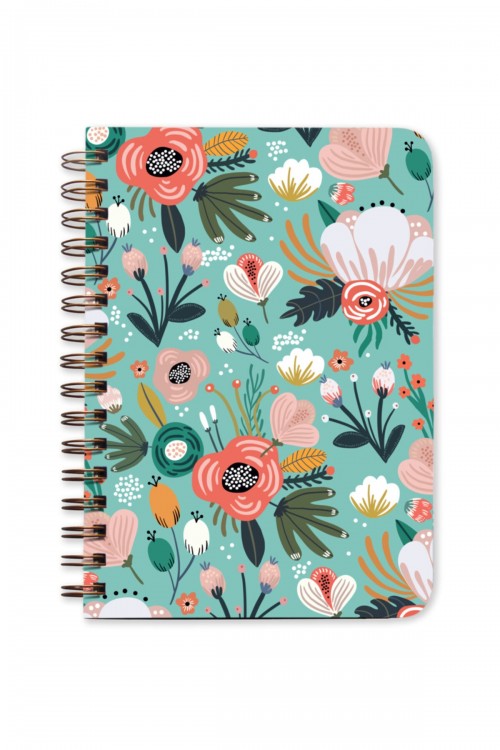 Yeşil Çiçekli Süresiz Ajanda Haftalık Planlayıcı Planner Spiralli Defter